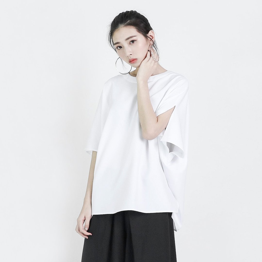 Miro 米罗剪接上衣_8SF000_白 - 女装上衣 - 棉 白色