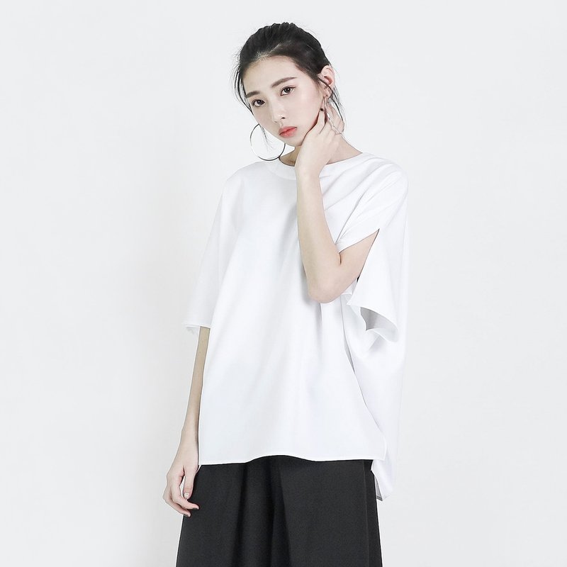 Miro 米罗剪接上衣_8SF000_白 - 女装上衣 - 棉．麻 白色