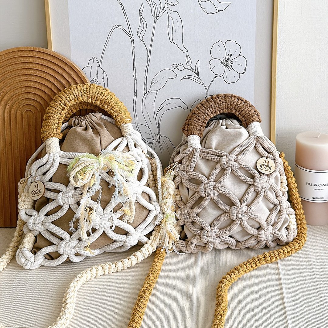 Macrame 法式编织胖胖包 一人成团 - 编织/羊毛毡/布艺 - 棉．麻 