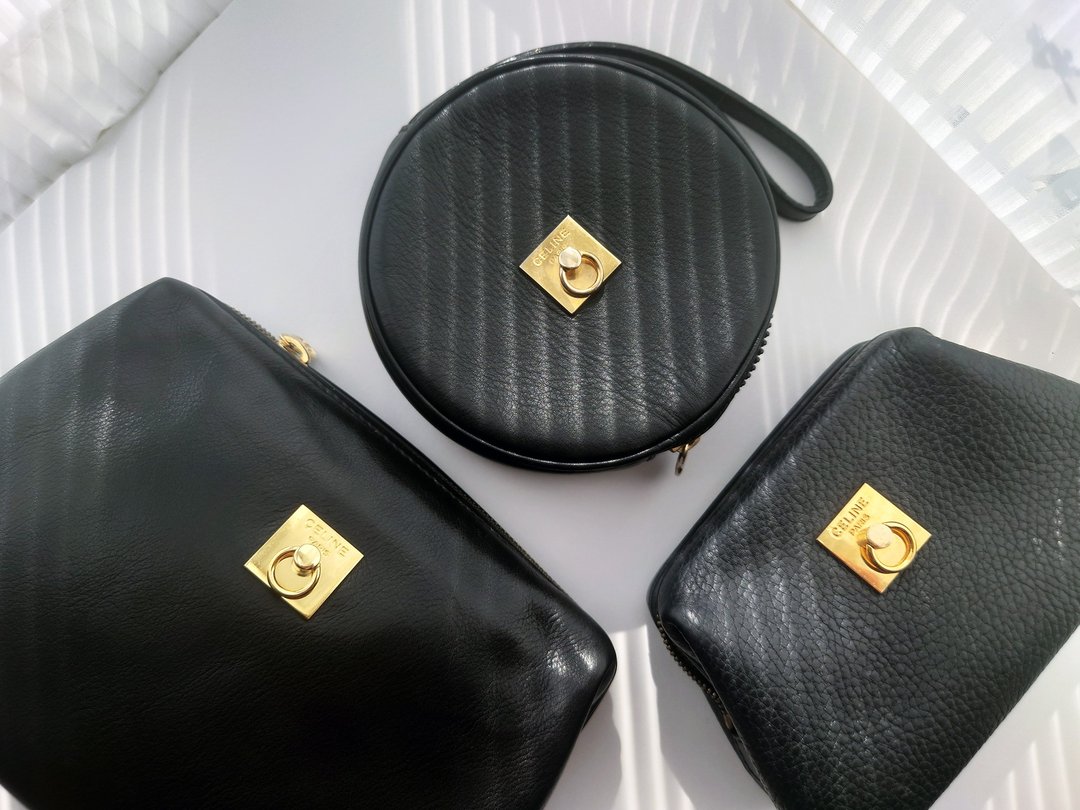 中古包 CELINE 圆环链条包化妆包云朵包斜背包斜挎包手拿包单肩包 - 侧背包/斜挎包 - 真皮 黑色