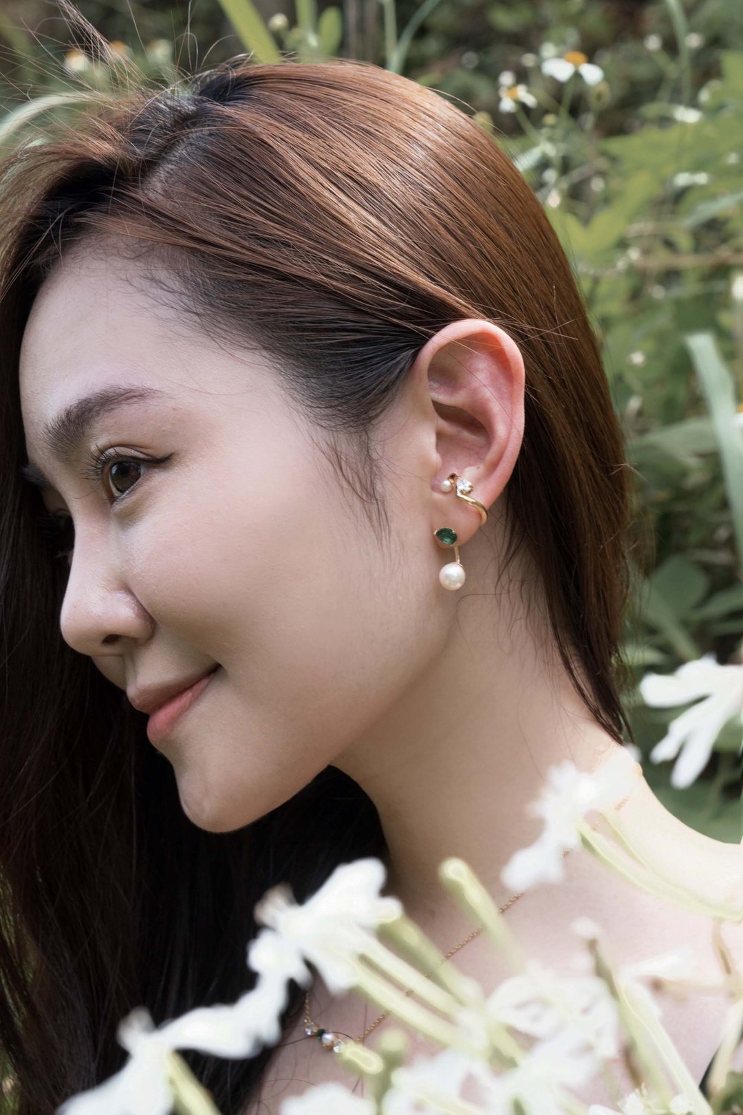 瞬息万变珍珠耳扣 925银厚镀18K金Vario Pearl Earcuff - 耳环/耳夹 - 纯银 金色