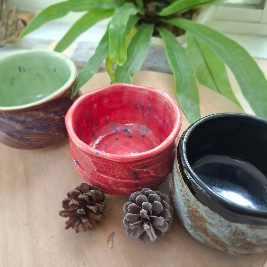手作流光陶瓷抹茶碗 - 茶具/茶杯 - 陶 多色