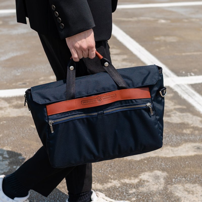 Briefpack 双面变形包-极地蓝灰 - 公文包/医生包 - 真皮 蓝色