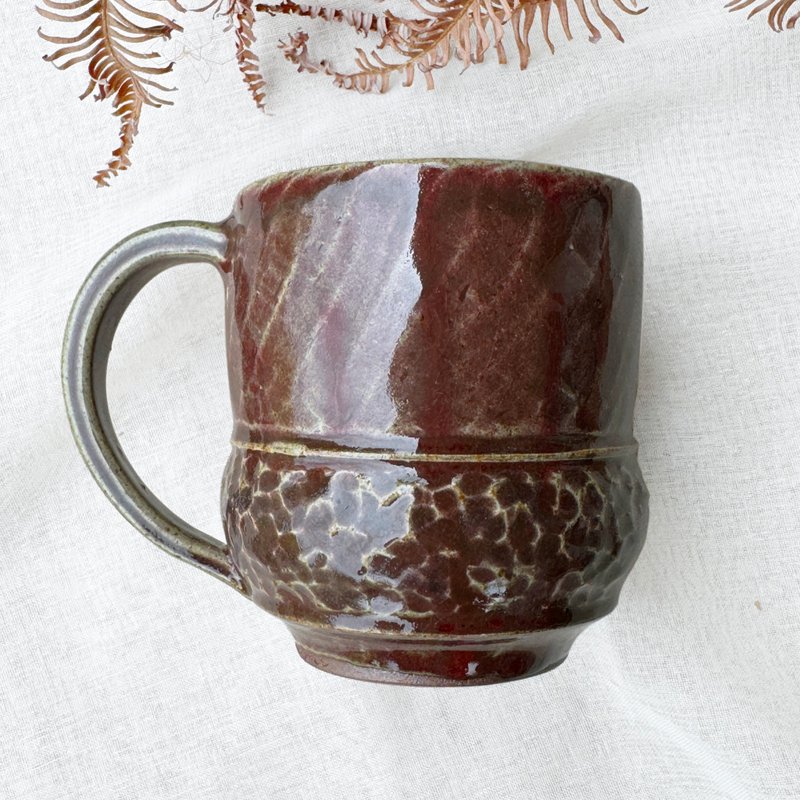 深红铜,大容量手作陶器马克杯500ml - 其他杯子 - 瓷 红色
