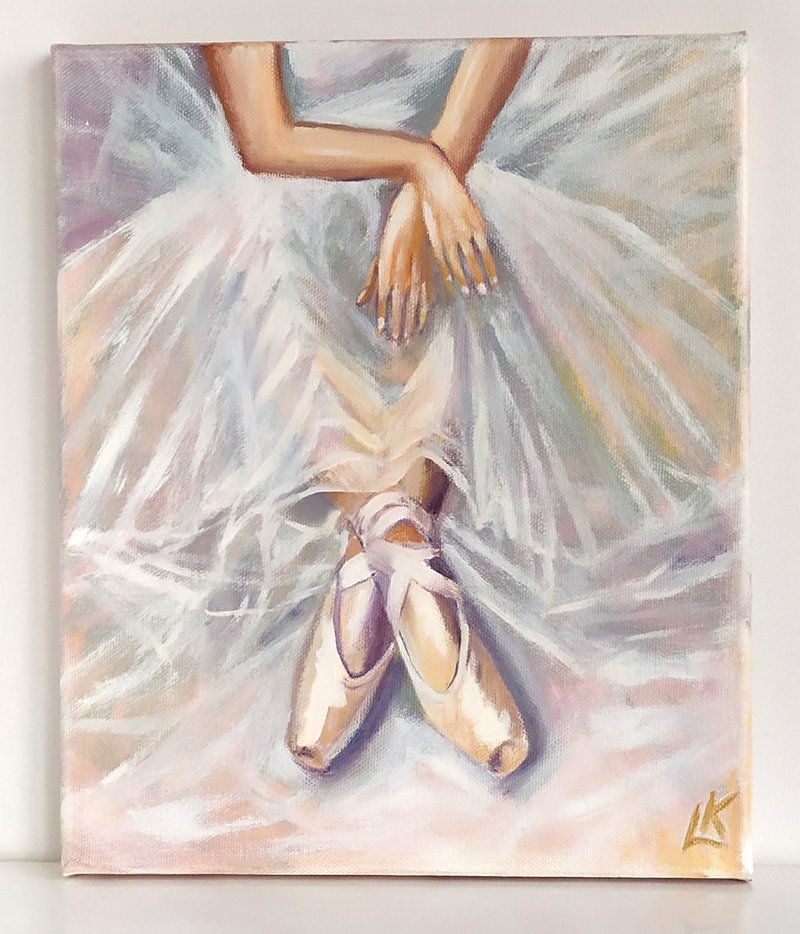 画布上的芭蕾舞者油画 舞动艺术 女性艺术 figurativa art - 墙贴/壁贴 - 棉．麻 银色