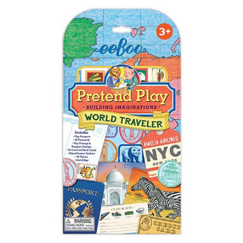 eeBoo 角色扮演 — Pretend Play 环游世界背包客 World Traveler - 拼图 - 纸 蓝色