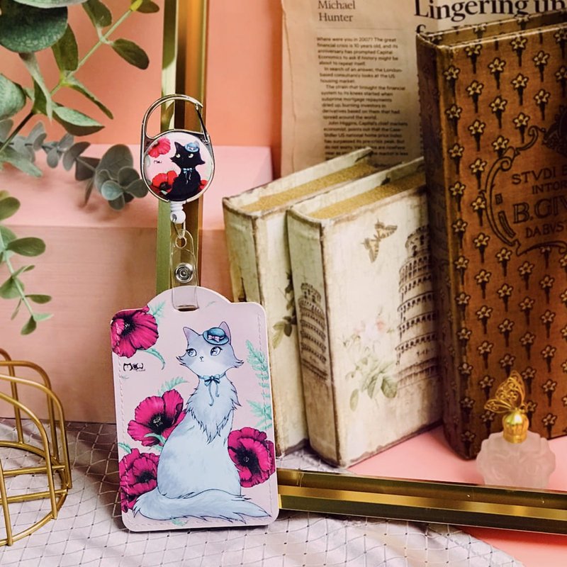 伸缩卡套 | 识别证套 | 悠游卡套 - 恋爱美人猫 - 证件套/卡套 - 人造皮革 粉红色