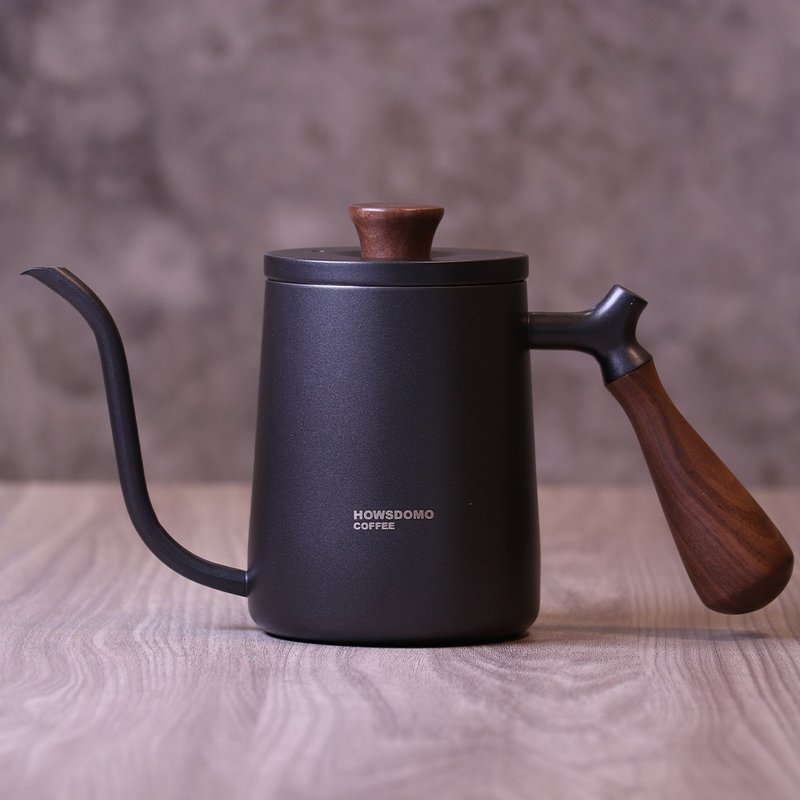 (1件也能定制化)胡桃木手冲咖啡壶600ml-(黑) - 咖啡壶/周边 - 不锈钢 黑色