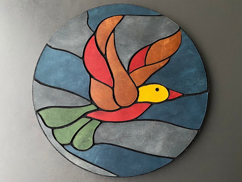 雀马赛克皮革垫；马赛克办公桌记事本；皮革垫；拼凑而成； - 其他 - 真皮 多色