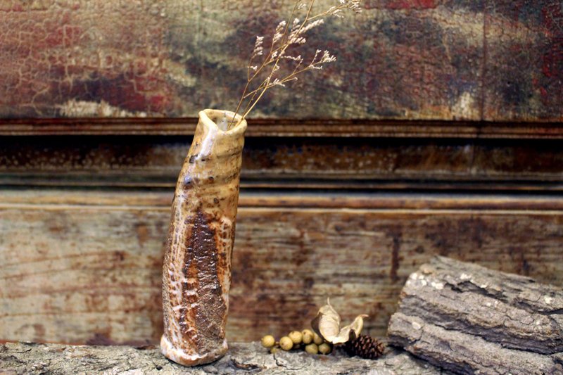 柴烧 | 树皮花器 H款 - 花瓶/陶器 - 陶 橘色