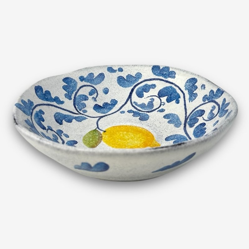 意大利手工陶- AM阿玛菲海岸的柠檬树 深盘 19cm - 盘子/餐盘/盘架 - 陶 蓝色