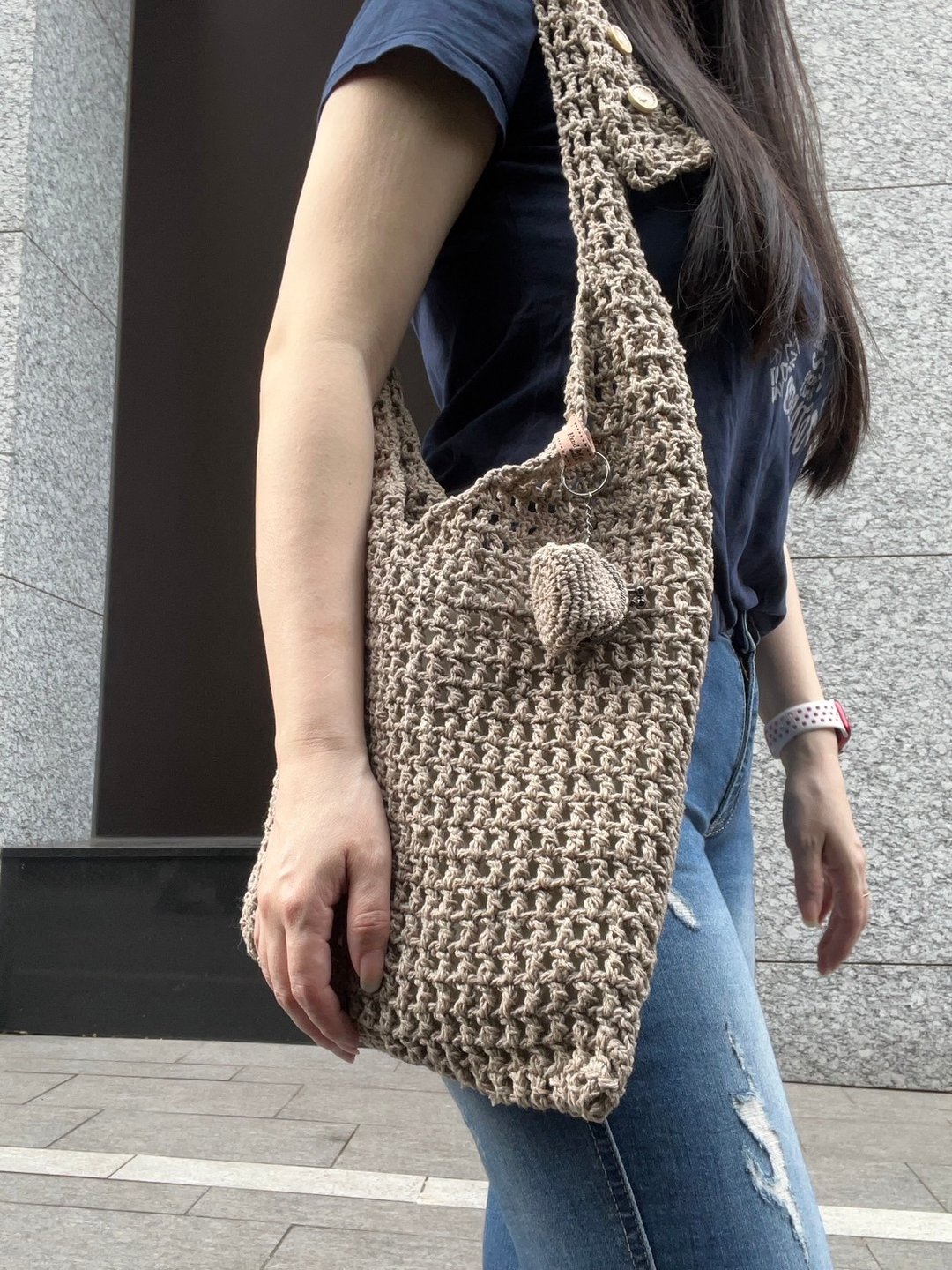 侘寂风-网格肩背包 手工编织/网格/肩背/子母包/诧寂风 - 侧背包/斜挎包 - 其他材质 