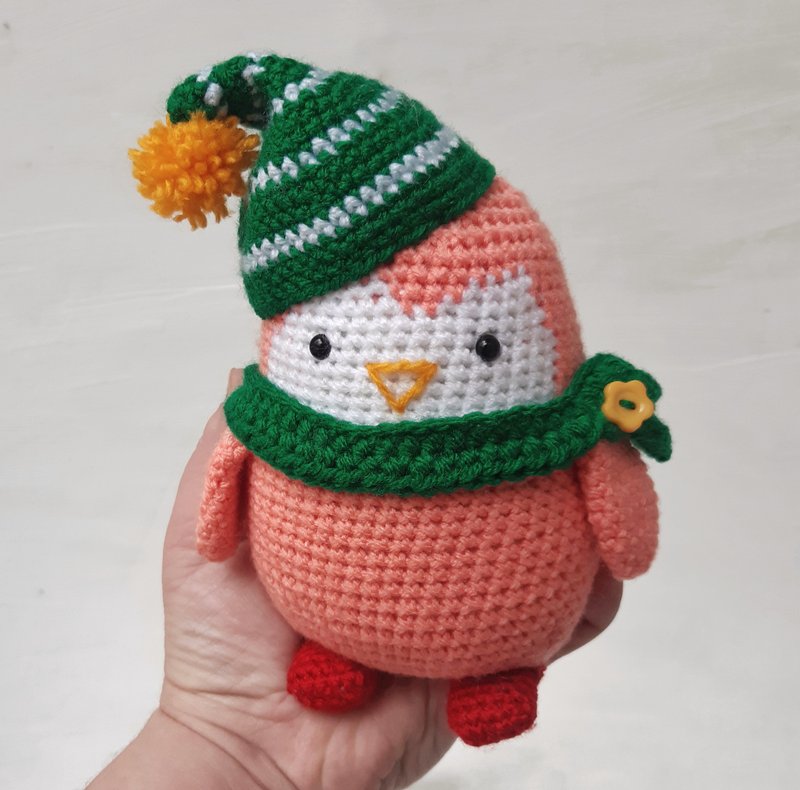 Hand Crochet Funny Christmas Penguin Stuffed Toys Animals Knit Gift Amigurumi - 玩具/玩偶 - 压克力 多色