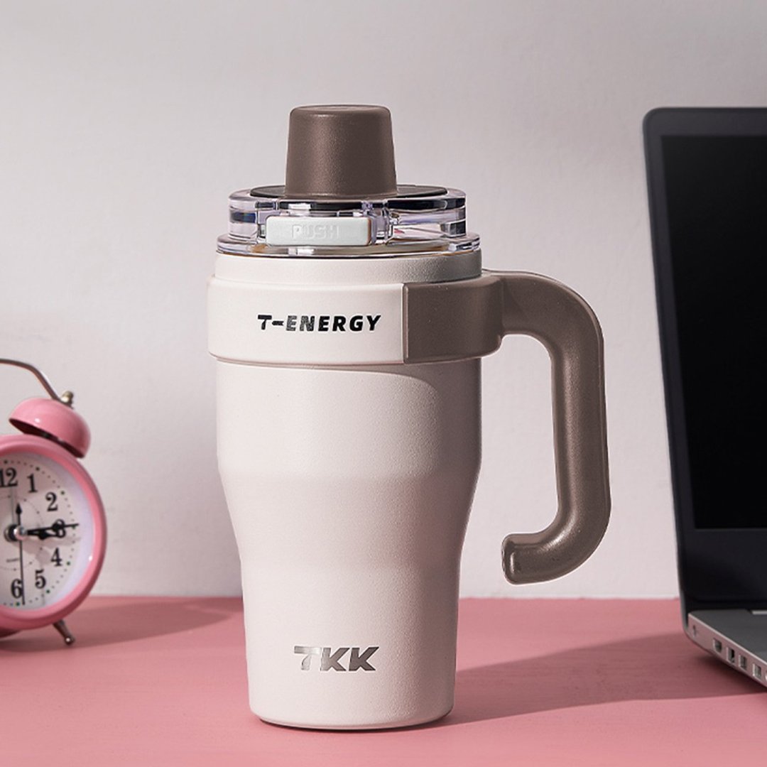 【TKK】T-One 弹盖冰坝杯 316不锈钢x陶瓷喷涂 800ML-初春粉 - 保温瓶/保温杯 - 不锈钢 粉红色