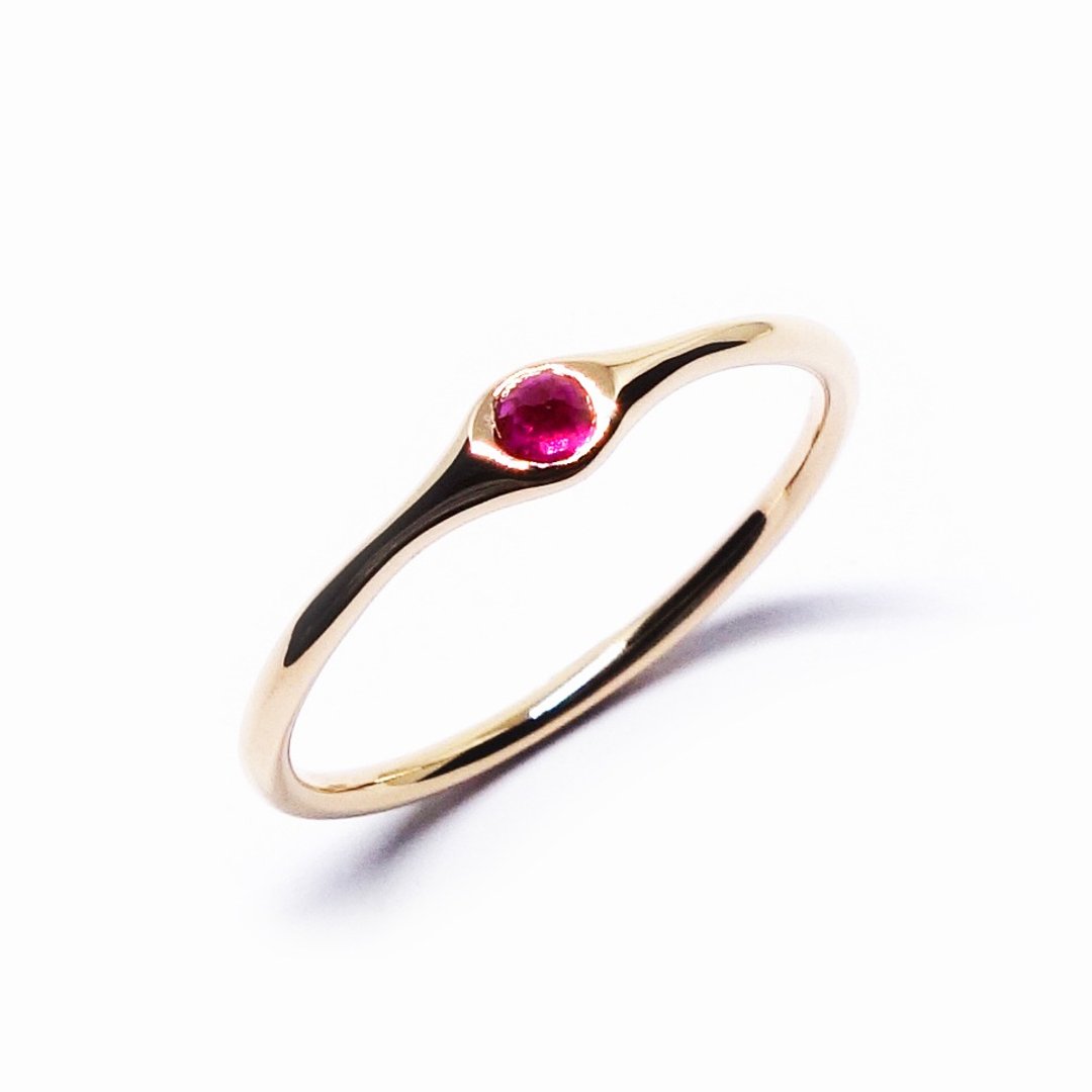 Ruby K10 minimum ring【Pio by Parakee】紅寶石戒指 - 戒指 - 宝石 粉红色