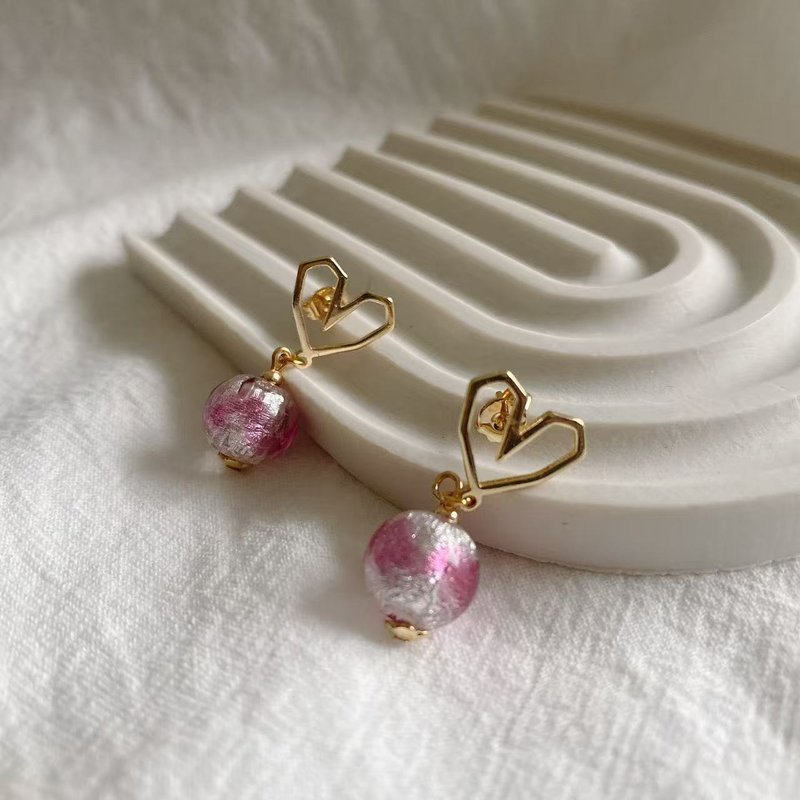 【Cinnamonmon 希娜梦梦 香氛饰品】几何爱心 | 精油耳环 - 耳环/耳夹 - 铜/黄铜 