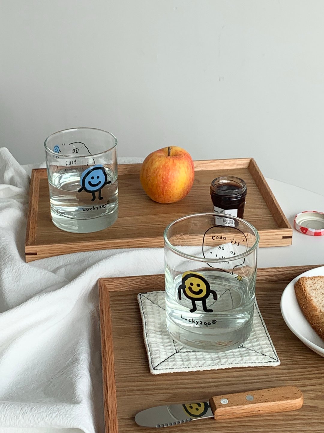 Little Bean小豆人可爱插画玻璃杯果汁杯牛奶杯 - 玻璃杯 - 玻璃 