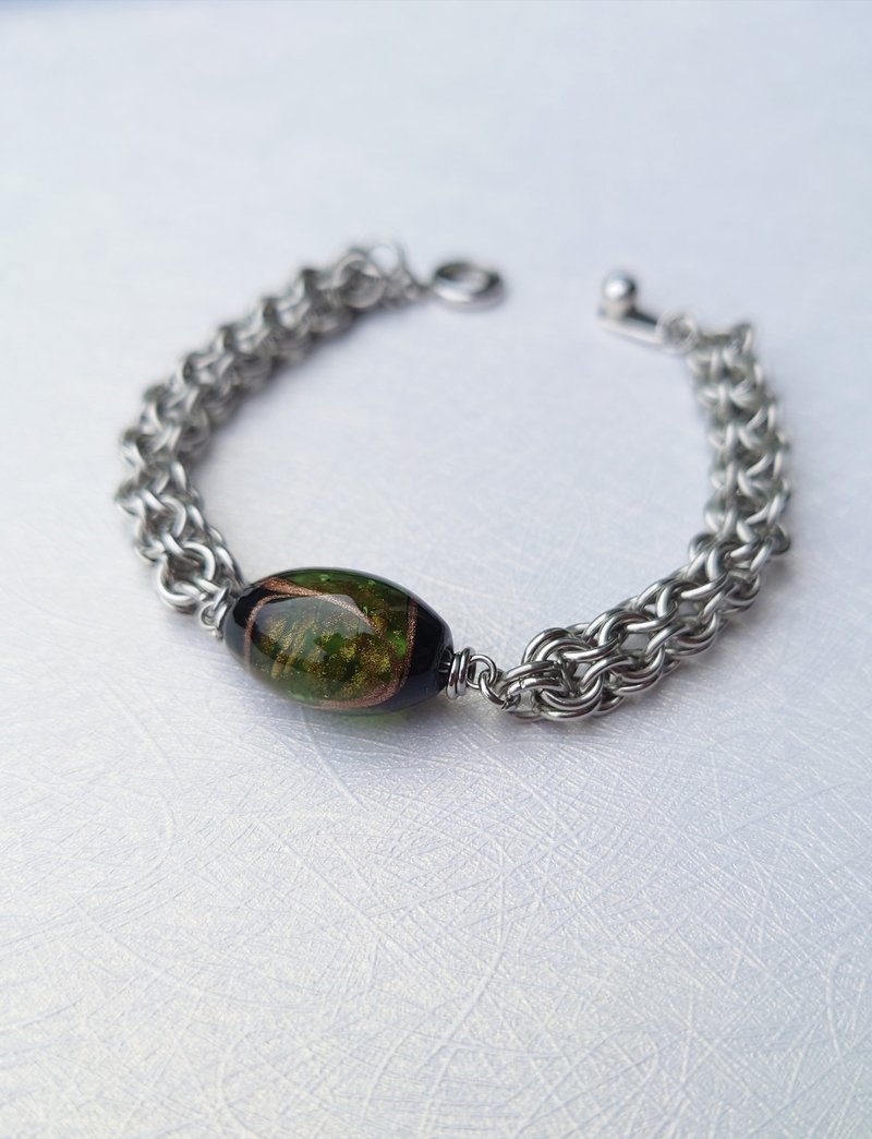 轻舞幻梦-不锈钢琉璃珠手链 - 手链/手环 - 不锈钢 绿色