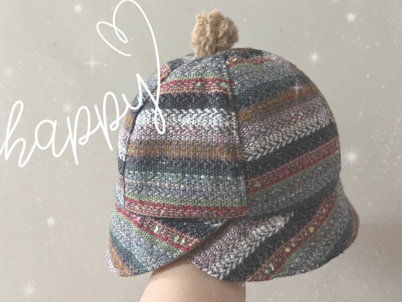 冬季异国风 民俗风线条  可爱毛球帽 - 帽子 - 棉．麻 多色