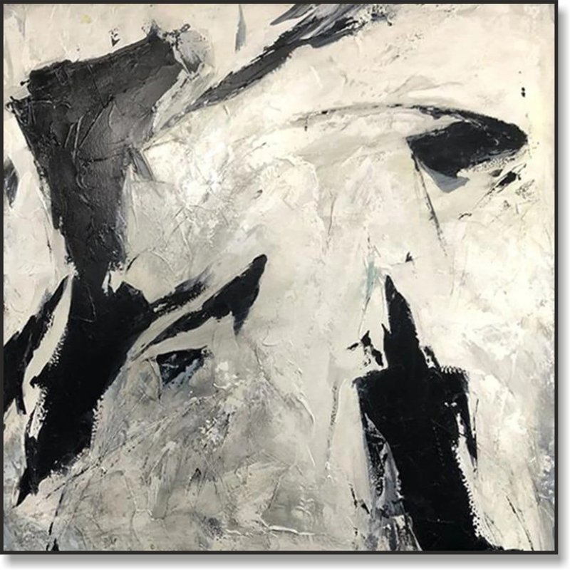 抽象油画黑白艺术品原创当代艺术 - 墙贴/壁贴 - 压克力 黑色