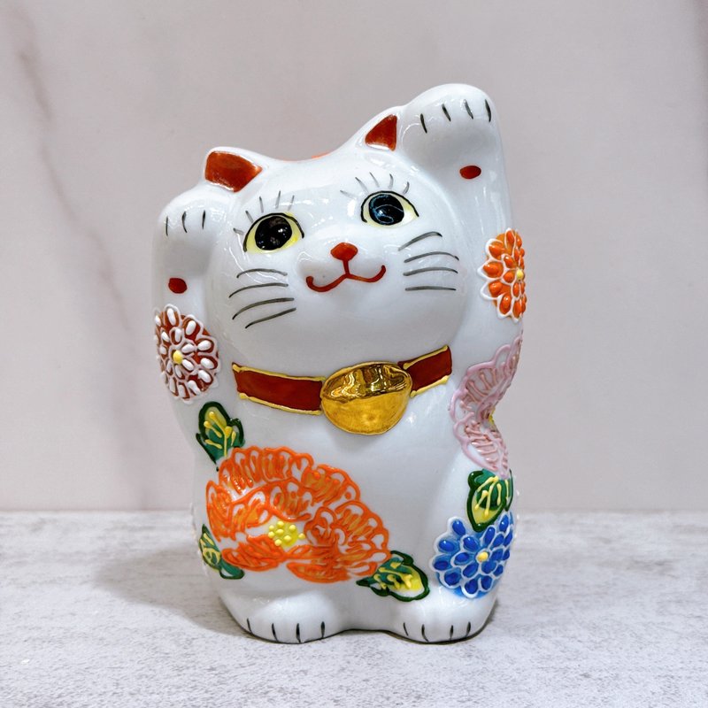 【水福绽华】日本九谷烧招财猫 | 花水 - 摆饰 - 瓷 白色