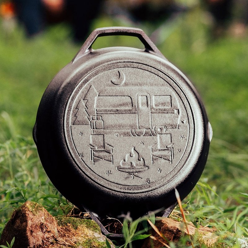 LODGE 漫游旅行家美国制双耳圆形铸铁煎锅-夜幕营火27cm L8SKLWND - 厨房用具 - 其他金属 黑色