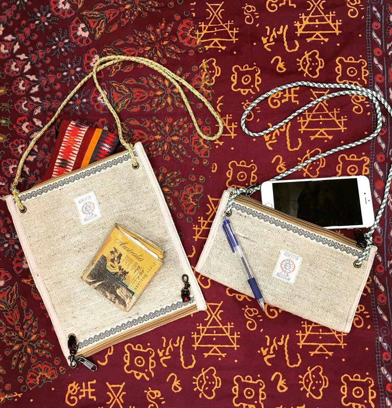 香港原创 :: 环保设计品牌 EARTH.er :: 天然麻布两用小袋 (多色) - 侧背包/斜挎包 - 棉．麻 