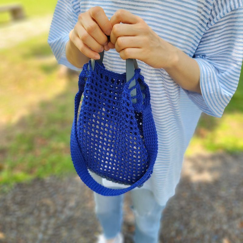 Tone on tone mesh bag 同恩同网袋 / 手工钩针编织包 - 手提包/手提袋 - 棉．麻 