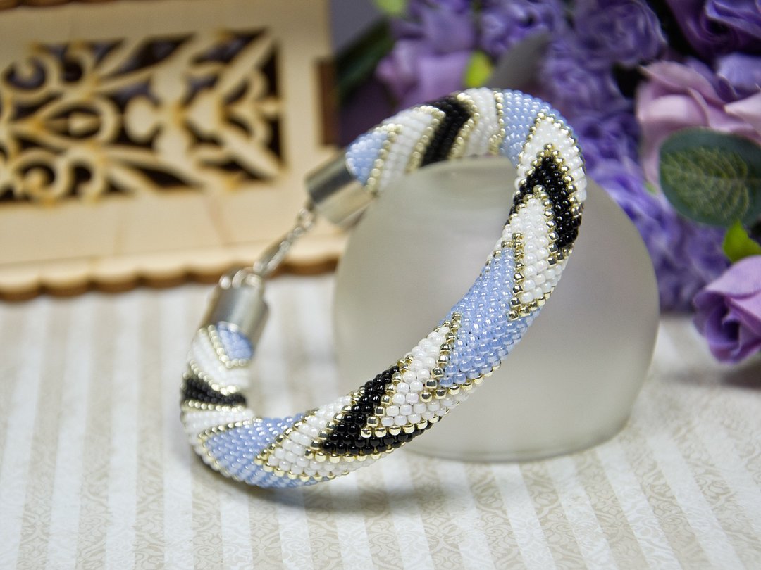 Bead crochet kit bracelet, Diy jewelry kit, Make your own, Bead bracelet kit - 其他 - 玻璃 蓝色