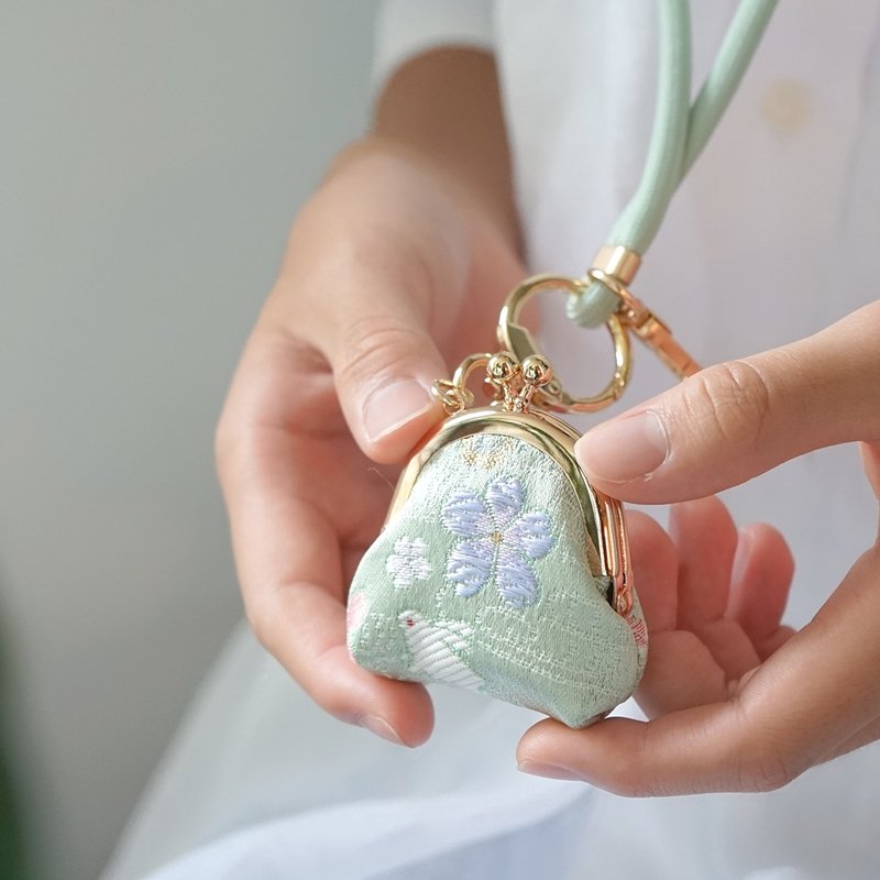 西阵织/金襴锦织Mini口金包-青青河边/手机挂绳组合 - 手机配件 - 其他金属 