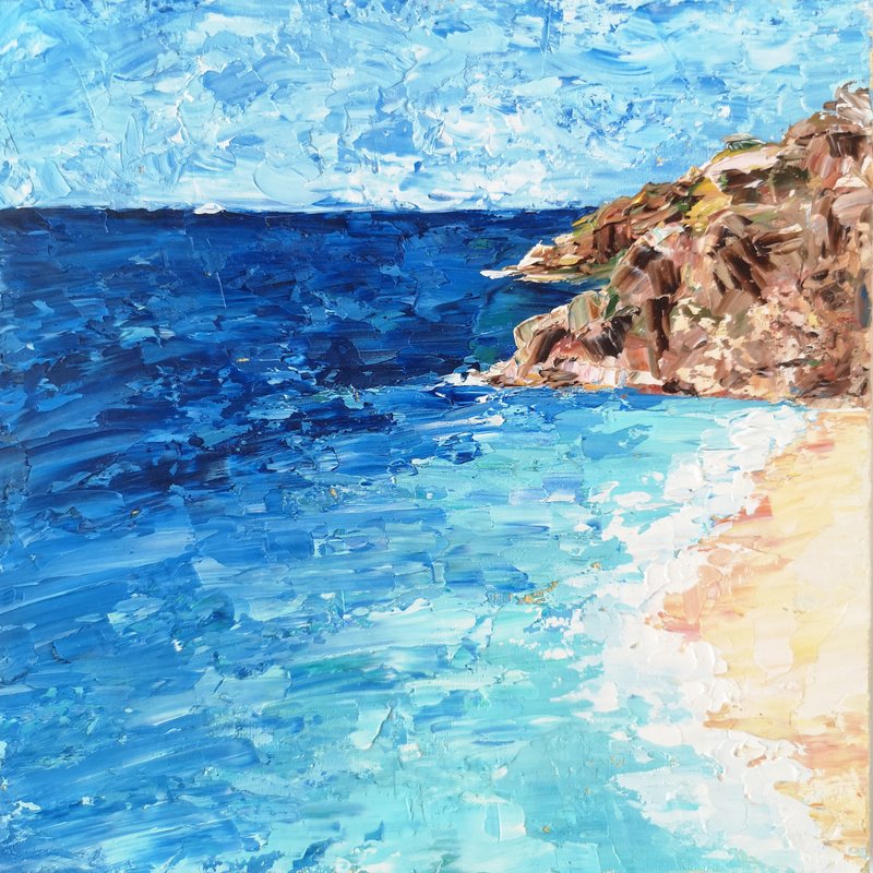 海風景油畫原創牆藝術臥室客廳牆飾 - 海报/装饰画/版画 - 纸 蓝色