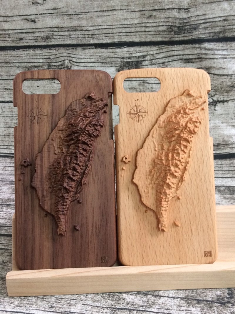 Iphone7/ Iphone7PLUS原木手机壳-3D台湾地图款(榉木/胡桃木) - 手机壳/手机套 - 木头 咖啡色
