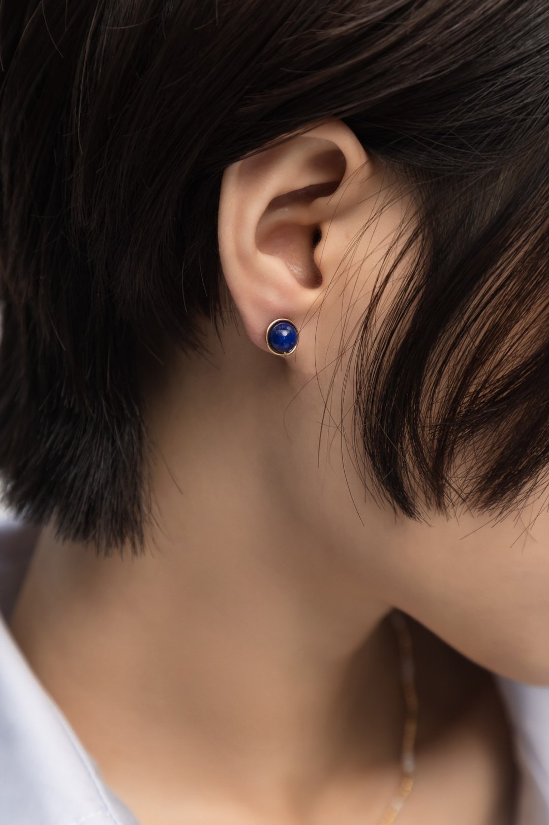 Lapis Lazuli耳夹/耳针 | 经典青金石耳环 - 耳环/耳夹 - 宝石 蓝色
