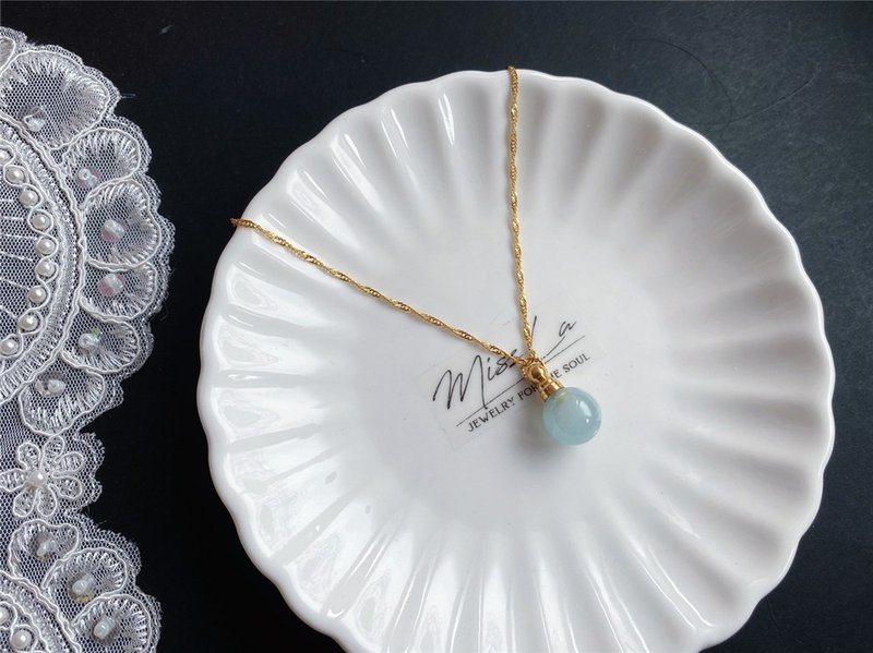 【售出】海蓝宝 香水瓶 气质 项链 礼物 天然石 定制化 - 项链 - 水晶 蓝色