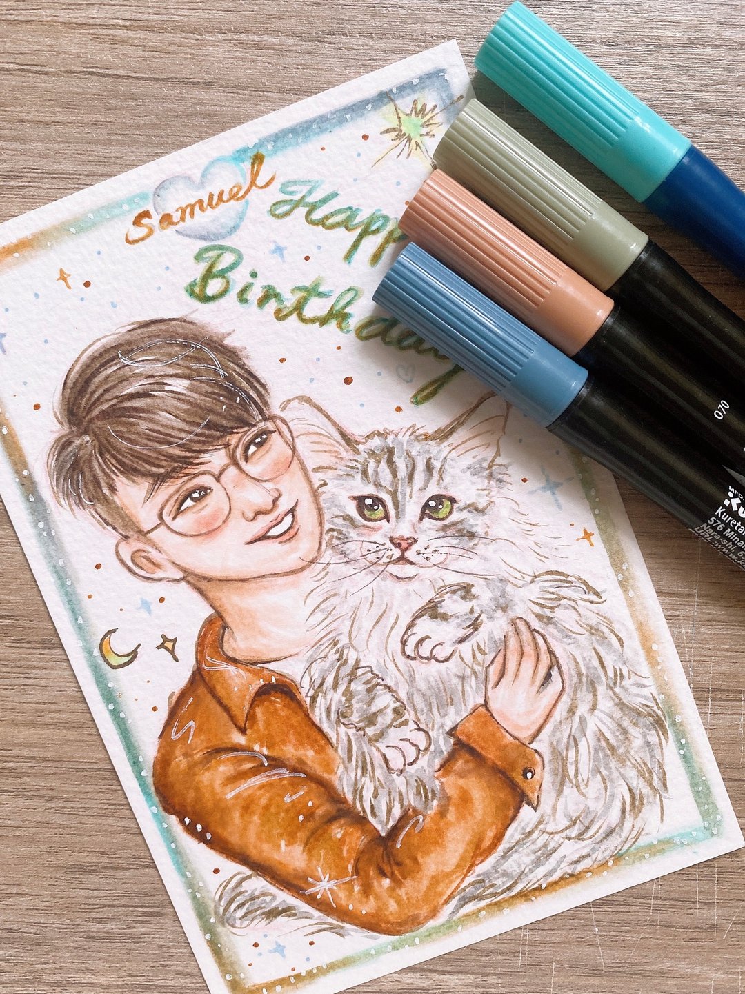定制似颜绘/人像/插画/手绘/结婚礼物/protrait/手绘心意卡/宠物 - 订制画像 - 纸 多色