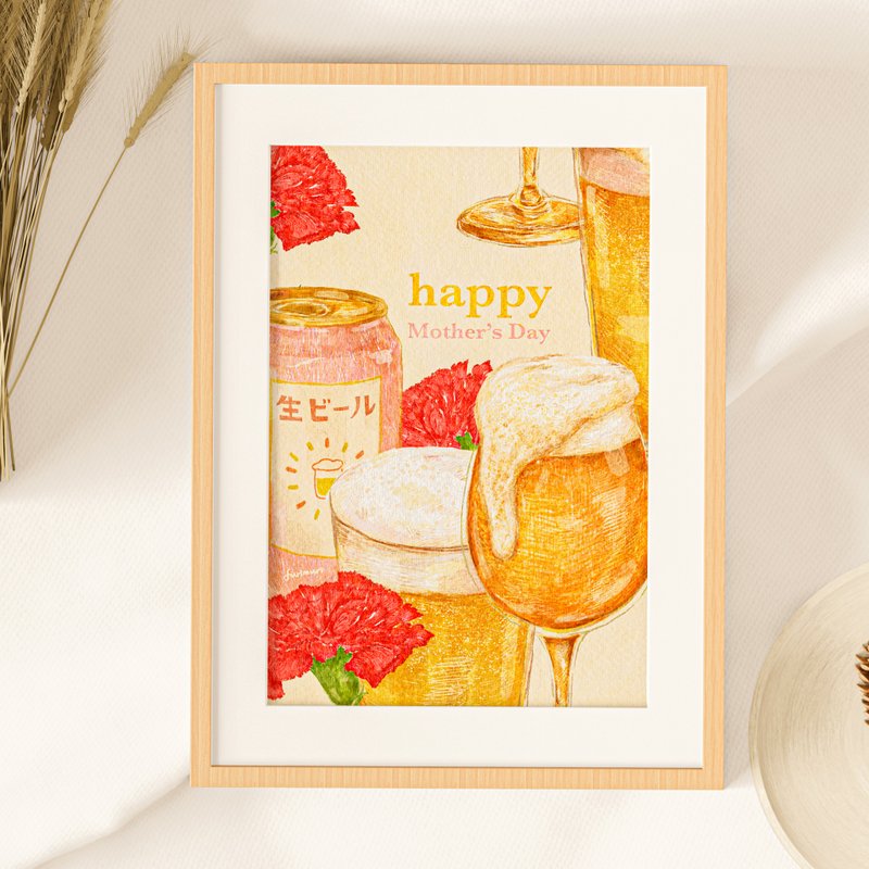 明信片 啤酒与花 - 卡片/明信片 - 纸 红色