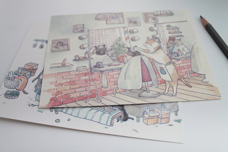 【理发店/杂货店购物】5x7大尺寸明信片/原创明信片/卡片/小幅画 - 卡片/明信片 - 纸 