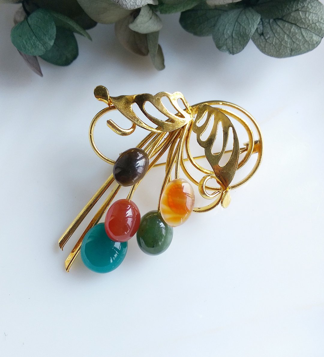 Vintage Jewelry 金色调 立体优雅果实 别针 胸针 - 徽章/别针 - 其他材质 金色