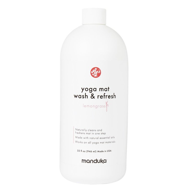 【Manduka】Mat Wash 瑜珈垫清洁喷剂 32oz 补充瓶 - 柠檬草 - 运动配件 - 精油 白色