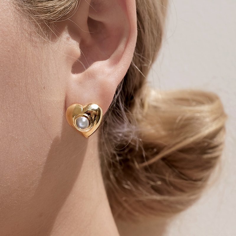 【雙 11 限定】 Lady Valentine Earrings, Heated shape Earring - 耳环/耳夹 - 纯银 金色