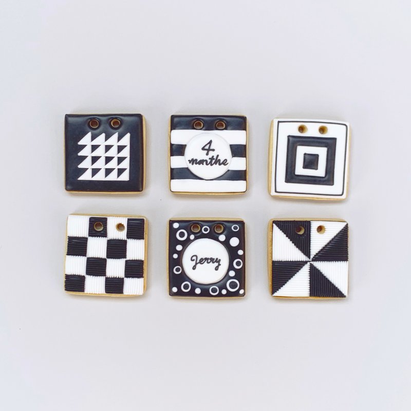 里欧娜手作 ((黑白卡)) 6片-黑白 - 手工饼干 - 新鲜食材 黑色