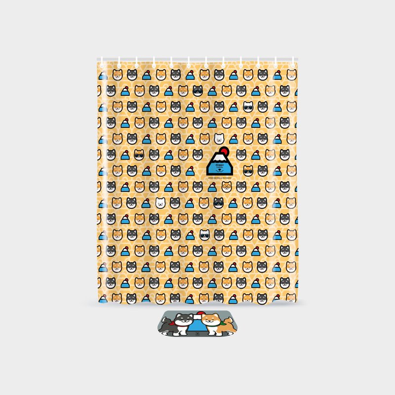 浴帘 - 柴犬图案 - 卫浴用品 - 聚酯纤维 白色