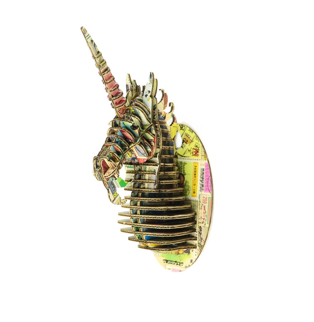 独角兽 挂饰 DIY手作 3D居家摆饰 邮票拼贴 小型 - 冰箱贴/磁贴 - 纸 多色