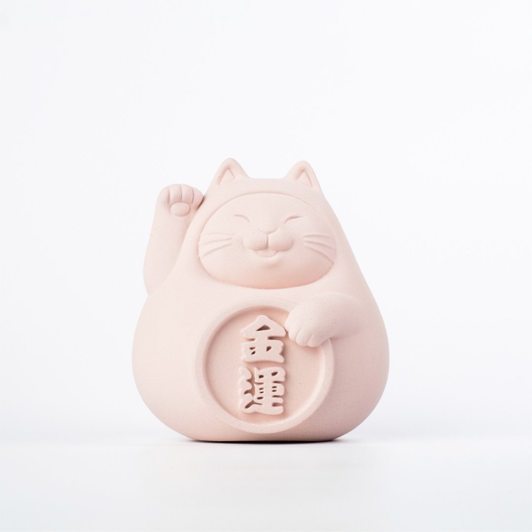 【平安福气财运到】胖胖招财猫 (中) 恋爱粉 - 香薰/精油/线香 - 水泥 灰色