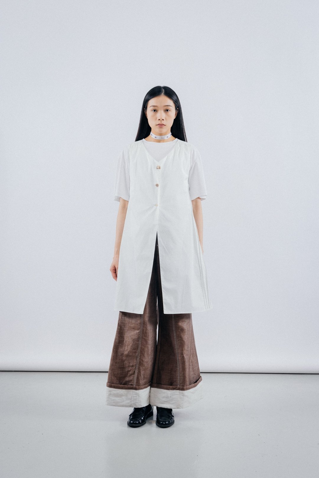 分叉两着连身裙 White Two Side Top Dress - 裙子 - 棉 白色