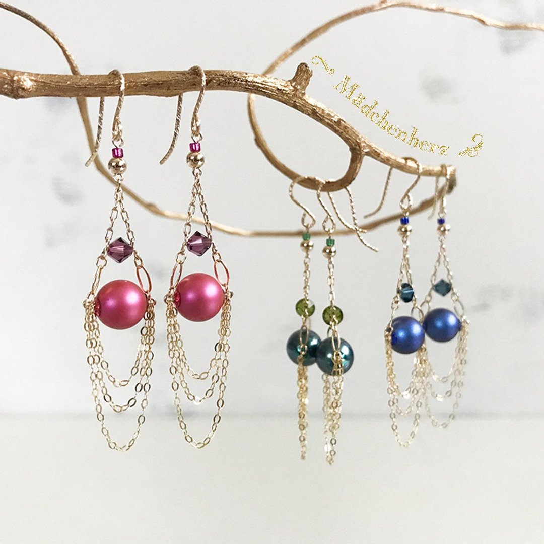 14KGF: Mädchenherz Earrings - Earrings/ Clip-On - 耳环/耳夹 - 水晶 多色
