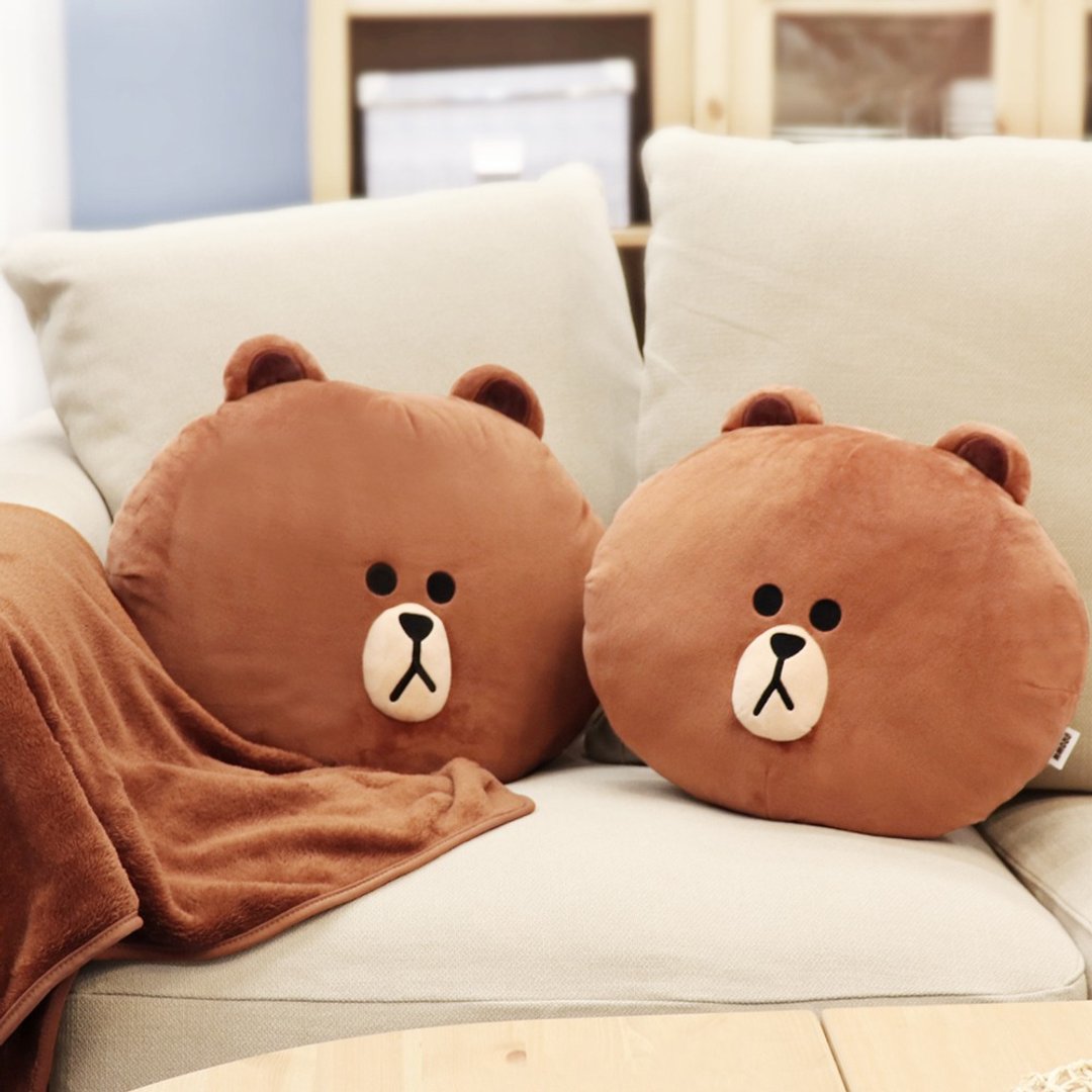 GARMMA LINE FRIENDS 造型抱枕毯 熊大 - 被子/毛毯 - 棉 