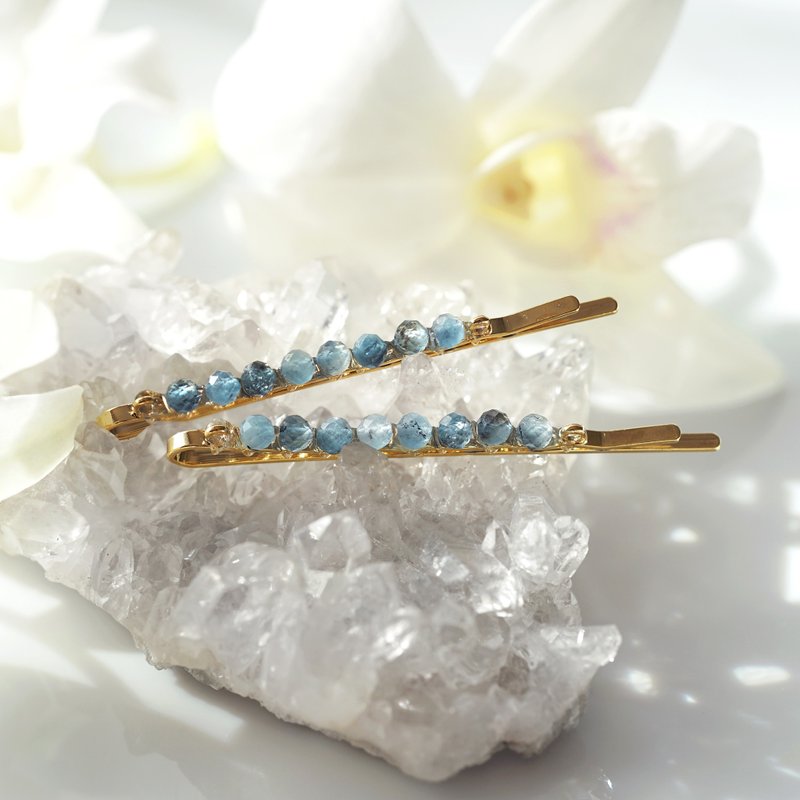 深蓝海蓝宝石串联宝石发夹 Lidia - 发饰 - 宝石 蓝色