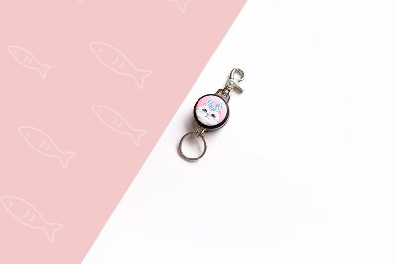 i好溜 伸缩钥匙圈 -手绘风系列 / 丝带猫_AYH8 - 钥匙链/钥匙包 - 其他材质 粉红色