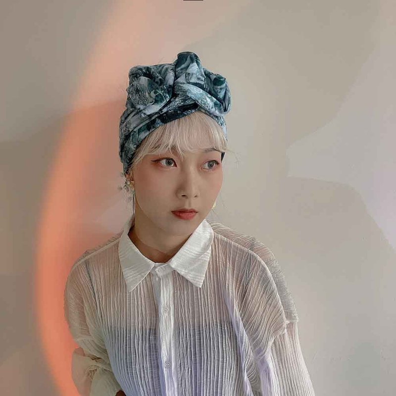 叶脉宽版铝线发带 - 发带/发箍 - 棉．麻 绿色